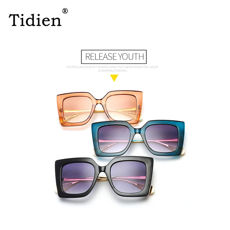 

Tidien Oversized Luxury Sunglasses Women 2019 Fashion Mirror Big Glasses for Driving Design Clear Summer Square Ladies 1916