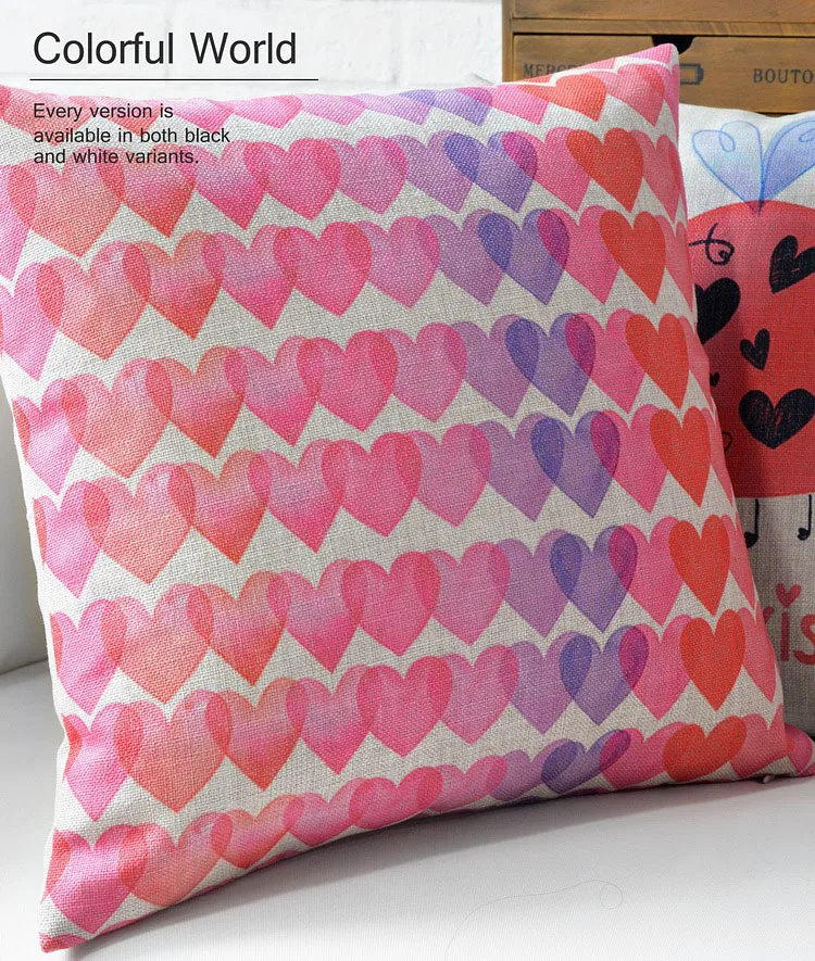 Розовый Божья коровка поцелуи подушки изо льна и хлопка на День Святого