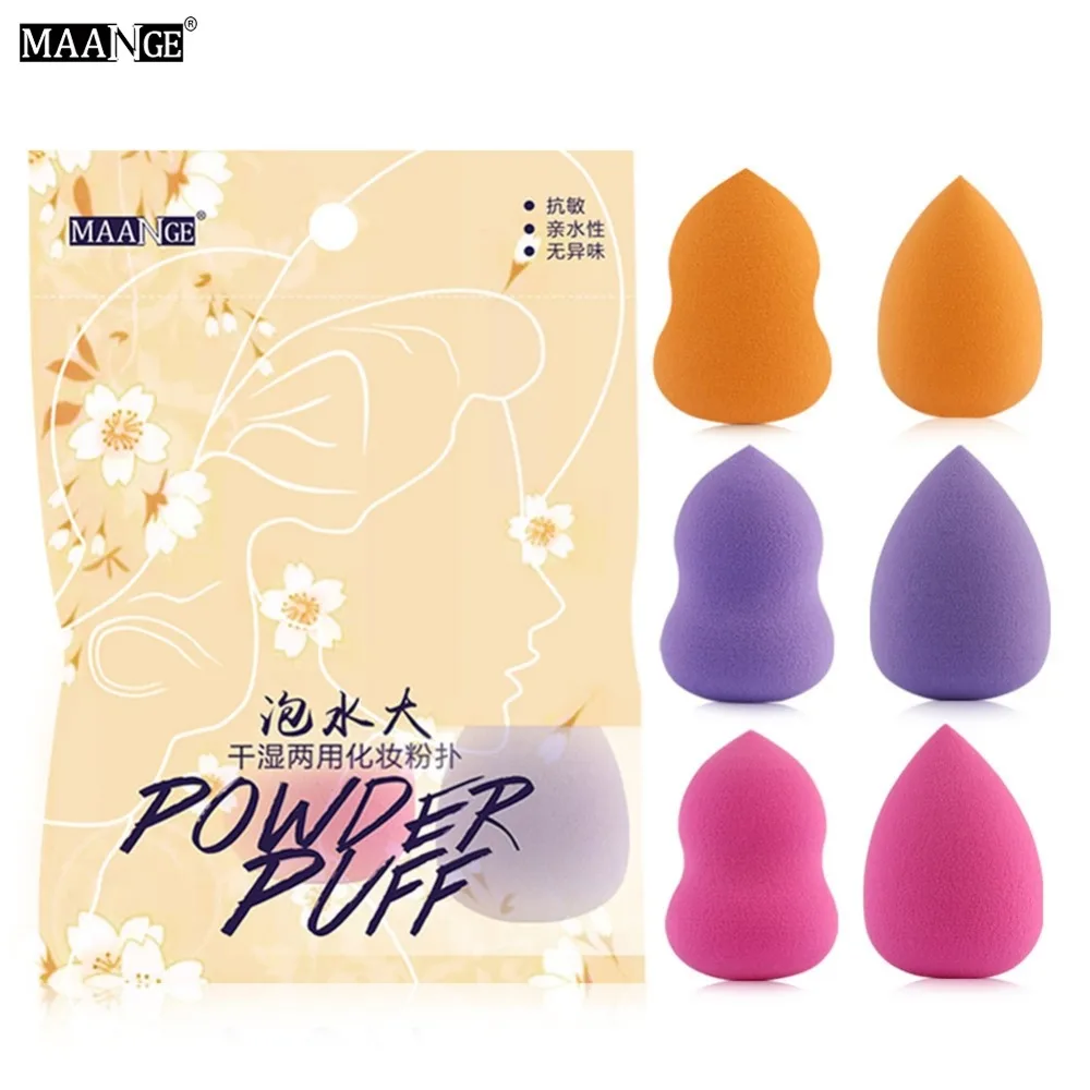 6 шт. капли воды Тыква основа для Макияжа Губки больше в воде Puff пудра BB крем