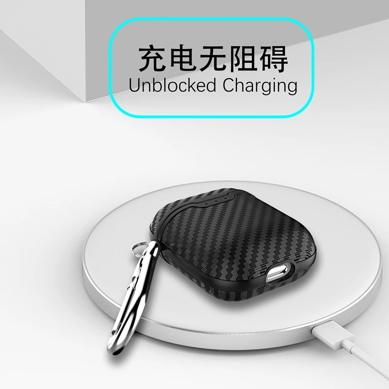 Чехол из углеродного волокна для Airpods Мягкий защитный чехол наушников 1 TWS Bluetooth