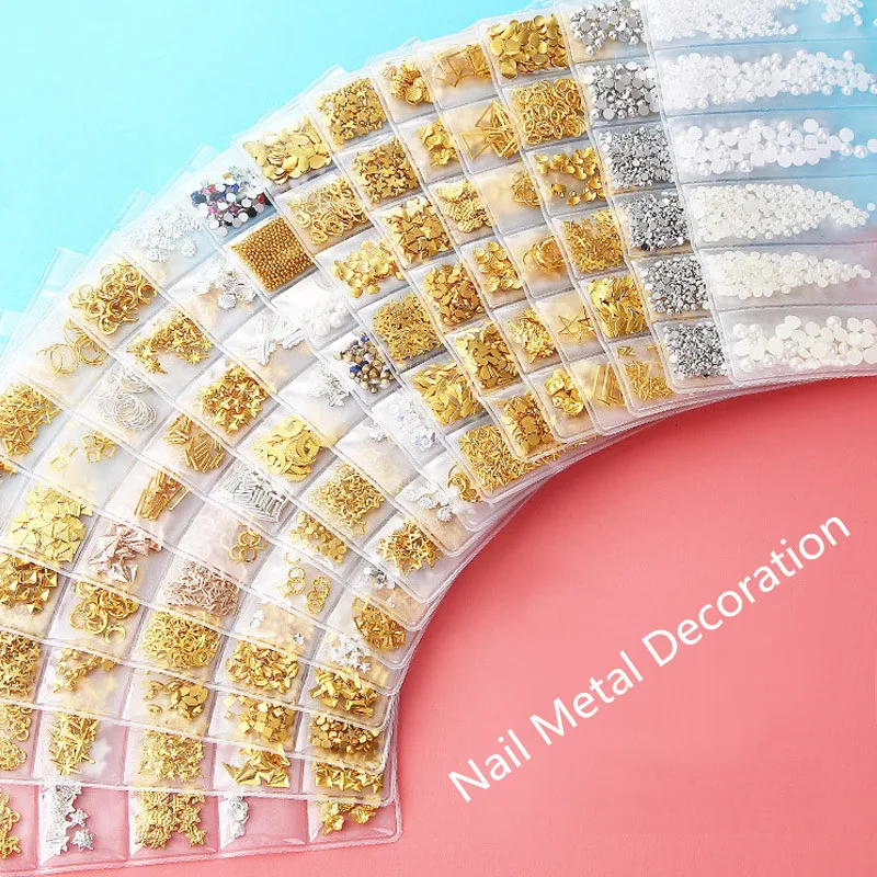 1 упаковка Смешанные 3D DIY Полые Металлические рамки украшения для дизайна ногтей золотые заклепки аксессуары для маникюра DIY Shell слайдер Шпильки для ногтей