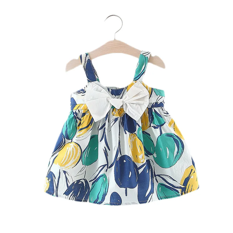 Детское платье с бантом Платья для новорожденных хлопковая одежда девочек