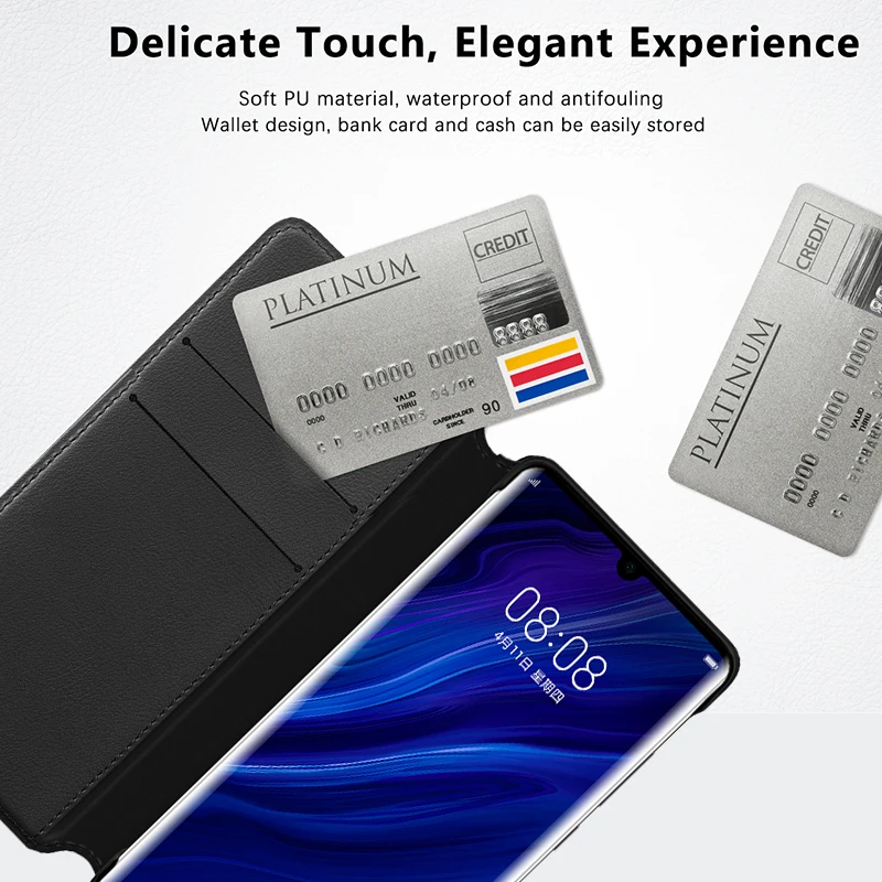 Официальный huawei P30 Pro Чехол из искусственной кожи чехол-бумажник с защитой карт чехол для huawei P30 чехол P30 Pro откидной Чехол