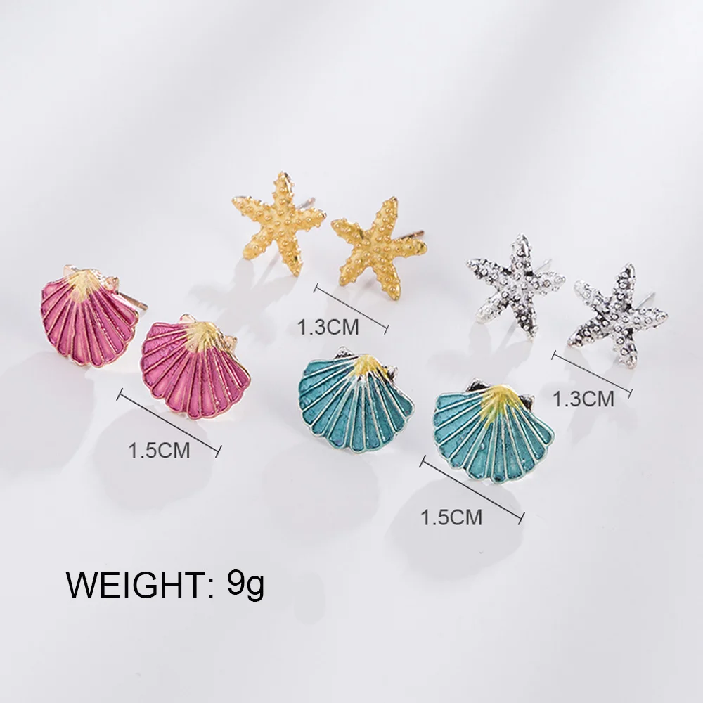 Женские серьги пусеты HOCOLE в виде морской звезды 4 пар/компл..|Серьги-гвоздики| |