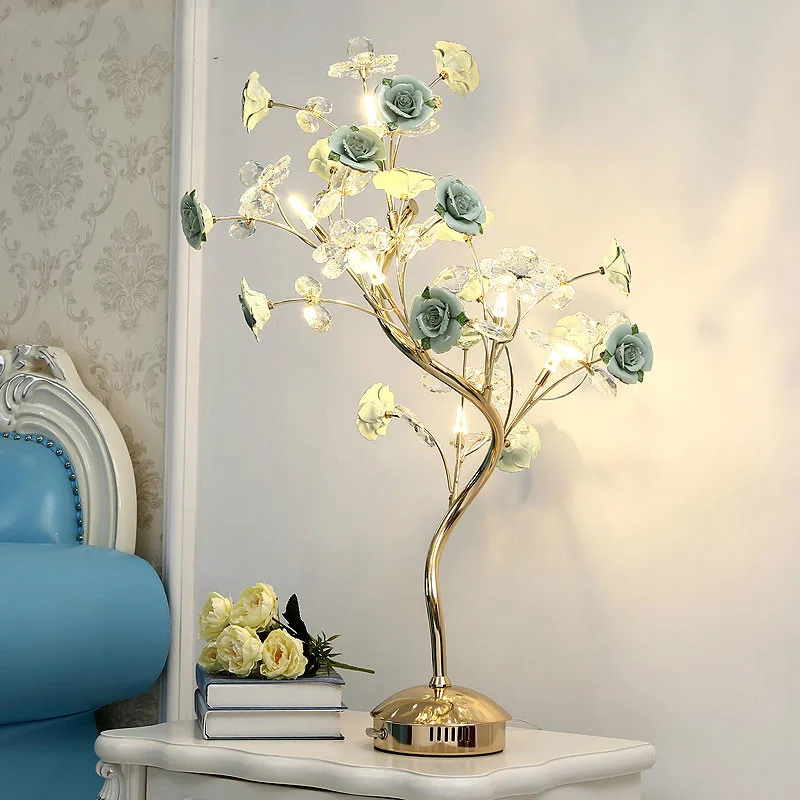 Светодиодная кристаллическая настольная лампа для столовой зеленые свадебные