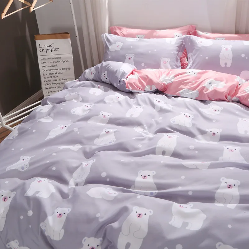 Комплект постельного белья из 3 предметов с милым рисунком животных пододеяльник