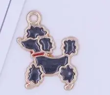 golden black MRHUANG 10 шт. Подвески в виде капель масла Пудель животное собака Эмаль Подвески сплав кулон для браслета DIY модные ювелирные изделия аксессуары - Окраска металла: golden black