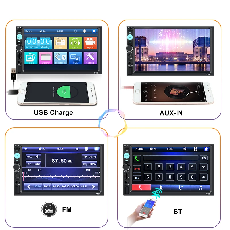 Авторадио din 2 модели автомобилей в целом 7 &quotдюймовый ЖК сенсорный экран Bluetooth