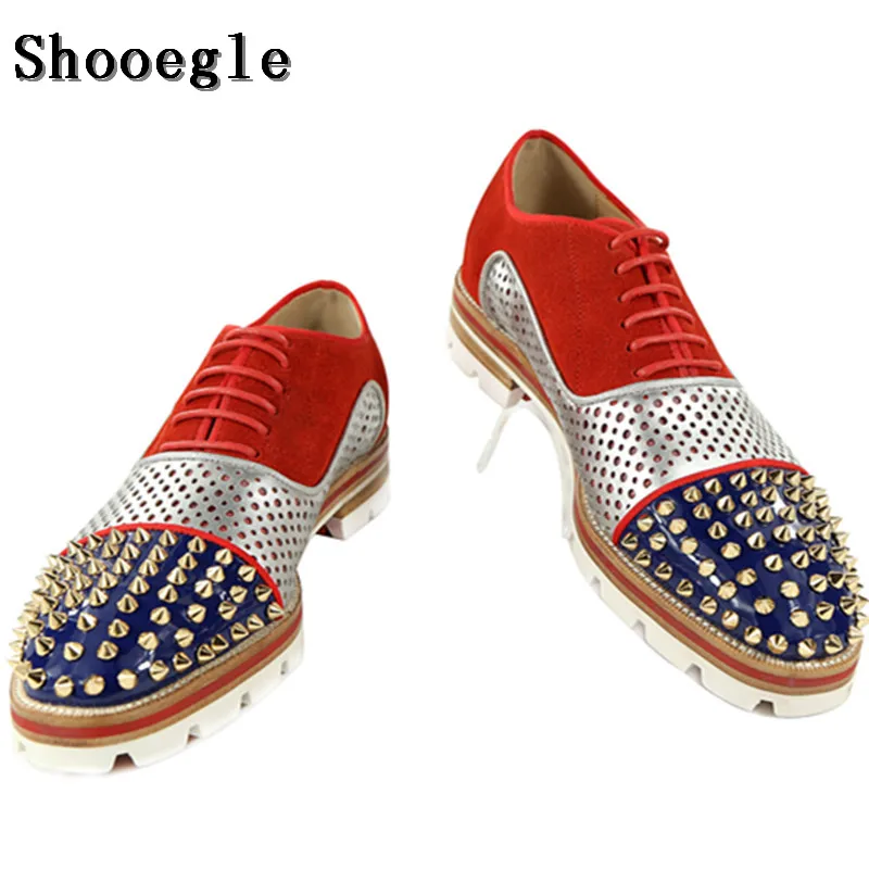 Лоферы SHOOEGLE мужские с шипами повседневная обувь на шнуровке лоферы Нескользящие