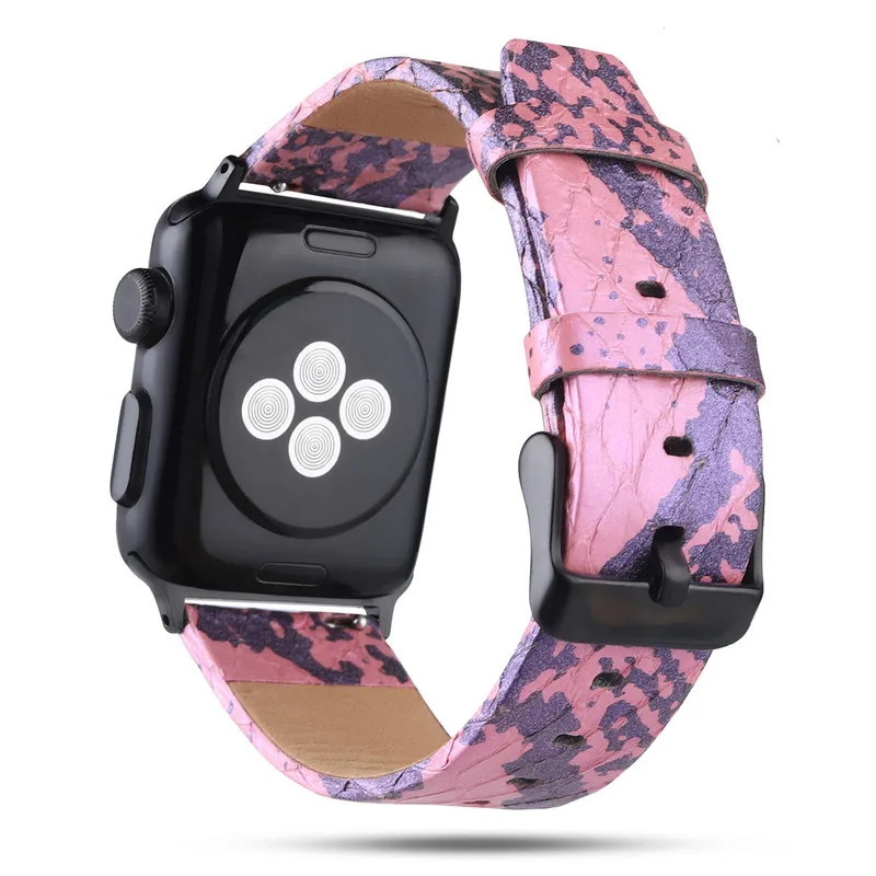 Ремешок для часов из коровьей кожи Apple Watch 38 мм 42 40 44 ремешок змеиной Iwatch Series