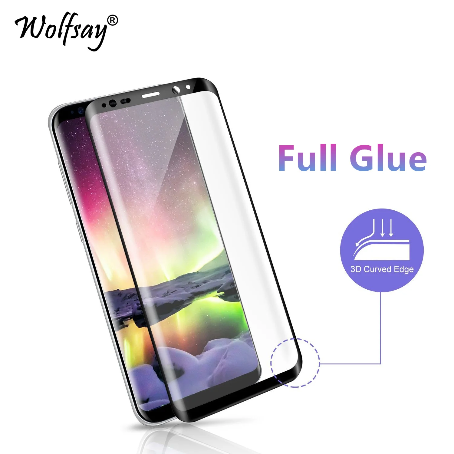 Защитное стекло изогнутое закаленное 3D для Samsung Galaxy S8|Защитные стёкла и плёнки