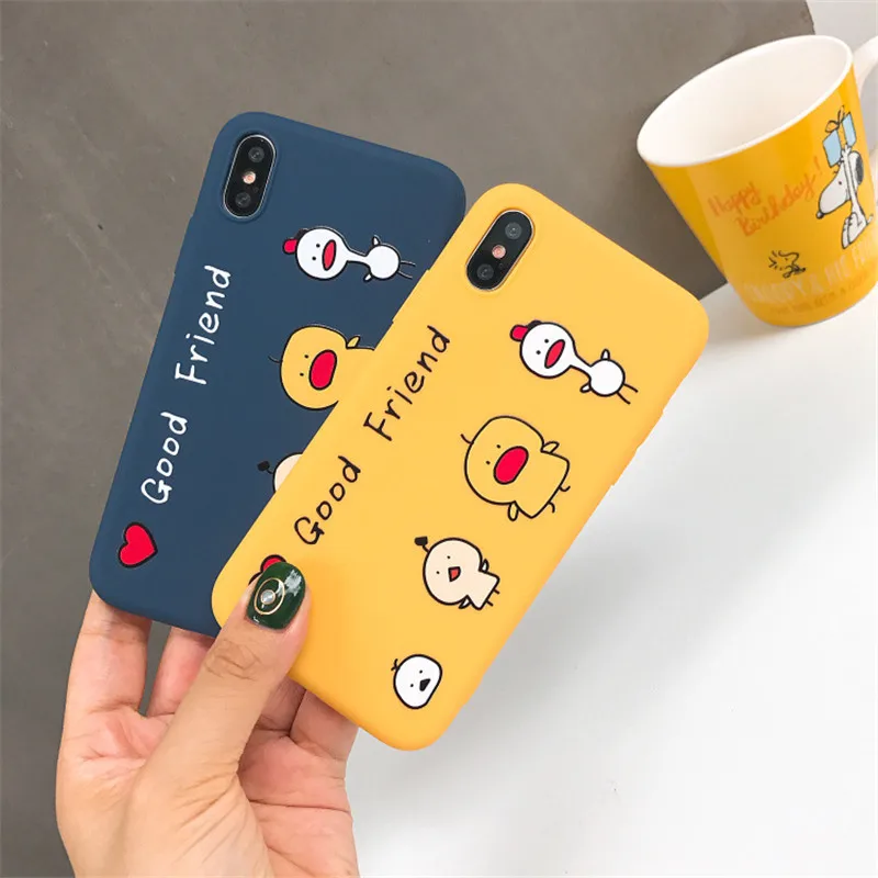 Ins/Лидер продаж хороший друг курица милый мультфильм мягкий чехол для iphone X