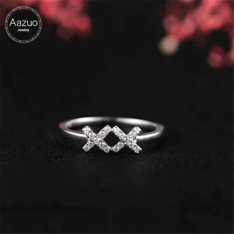 Женское Обручальное Кольцо Aazuo 18 К белое золото настоящее буквы XX бриллианты IJ SI