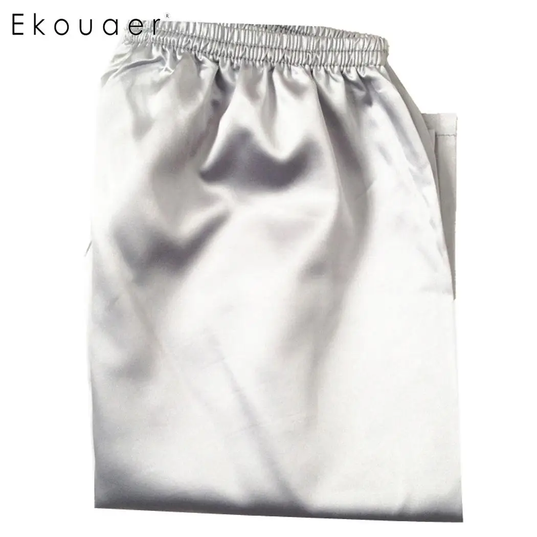 gray Ekouaer мужские летние шорты для сна, короткие штаны, пижамы, тонкие, средняя талия, свободные Пижамные шорты - Цвет: gray