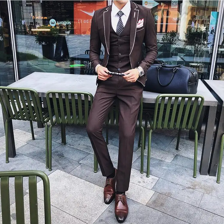 Роскошные мужские свадебные костюмы женский костюм Slim Fit Мужские брендовый