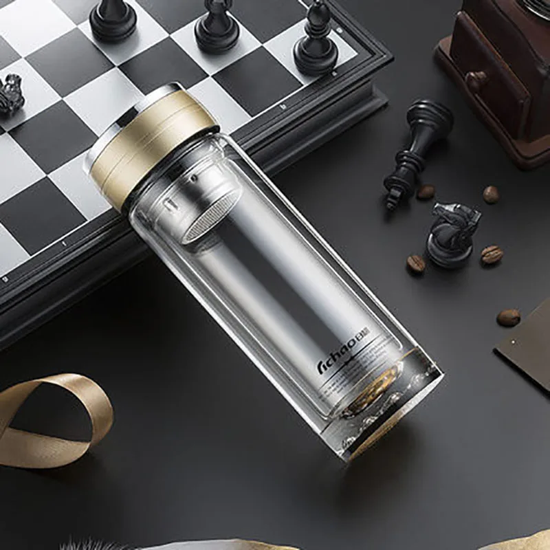 380ml Color D Двухслойные Стеклянные бутылки для воды, фильтр для чашки, спортивные бутылки, бутылка для воды для спортзала, детская бутылка для воды, Спортивная бутылка для питья WZD115 - Цвет: 380ml Color D