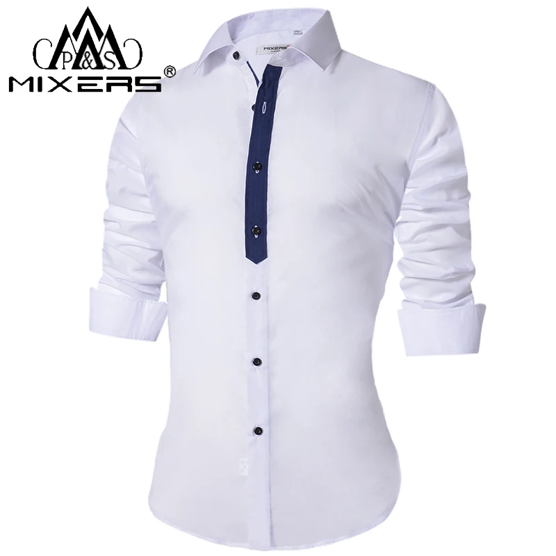 Рубашка мужская приталенная с длинным рукавом Повседневная Формальная