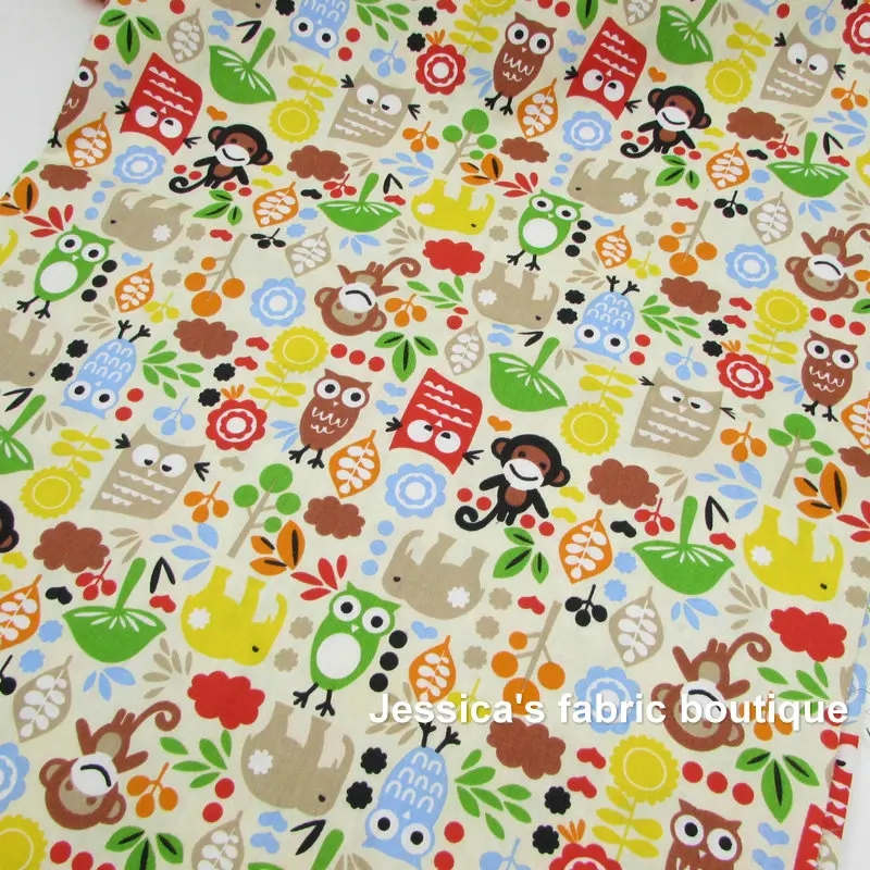 50*160 см/шт. совы обезьяны ситцевой ткани для лоскутного шитья Стёганое одеяло