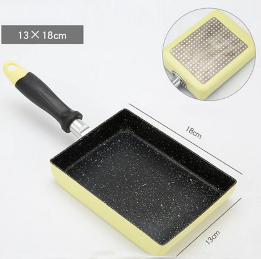 Yellow 13x18 см японская тамагояки сковородка для омлета антипригарная сковорода для яиц блинная кастрюля кухонная посуда - Цвет: Yellow