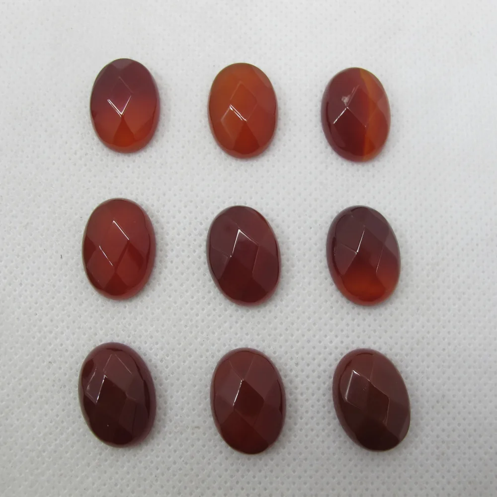 

Natural Red Agates Carnelian Bead Cabochon 13x18mm Facted Oval Gem stone Jewelry Cabochon 5pcs/lot