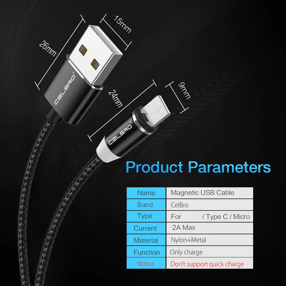 Магнитный кабель Micro USB Type C магнитный соединитель для зарядки мобильного