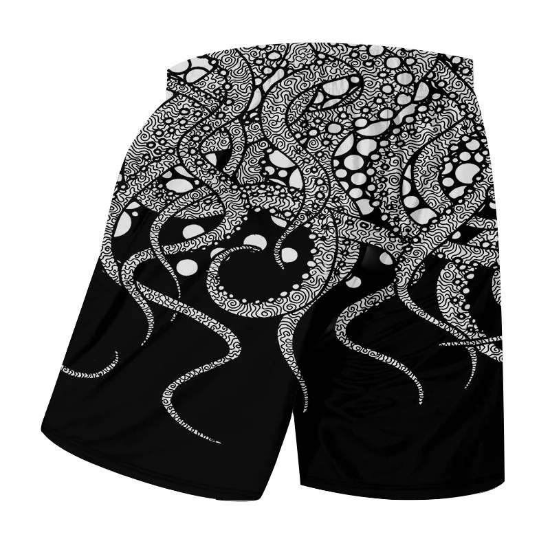 Шорты бермуды OGKB мужские до колена крутой принт Осьминог 3d доска боксеры для