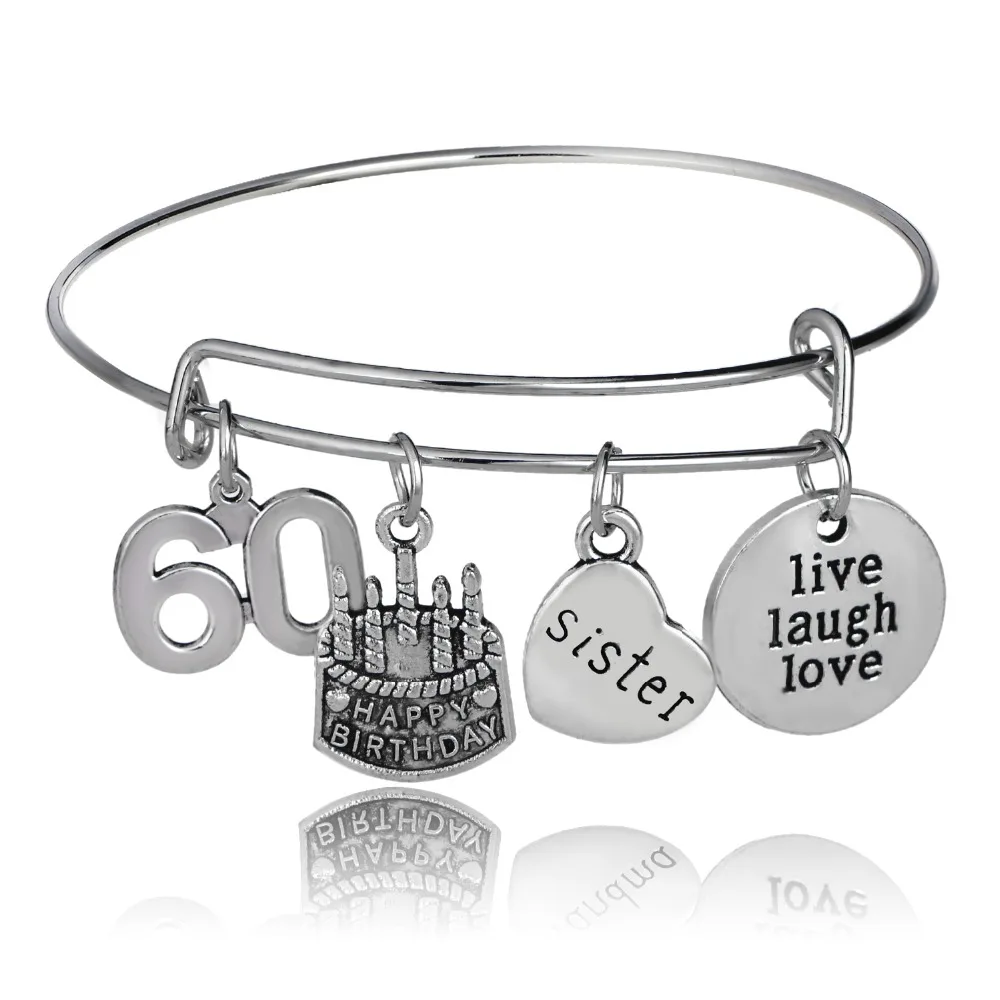 Браслет женский эмалированный из нержавеющей стали с подвеской торт на день