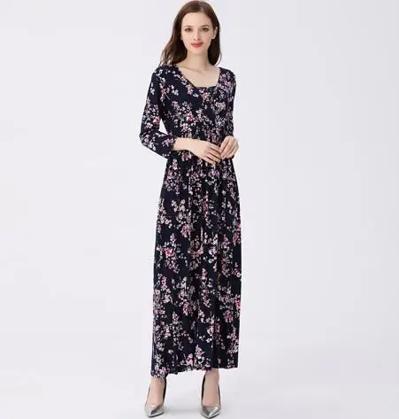 Черный Emotion Moms NEW Floral Cotton Blend Maternity Clothes Lactation Dress Long Breastfeeding Dresses For Pregnant Women - Цвет: Черный