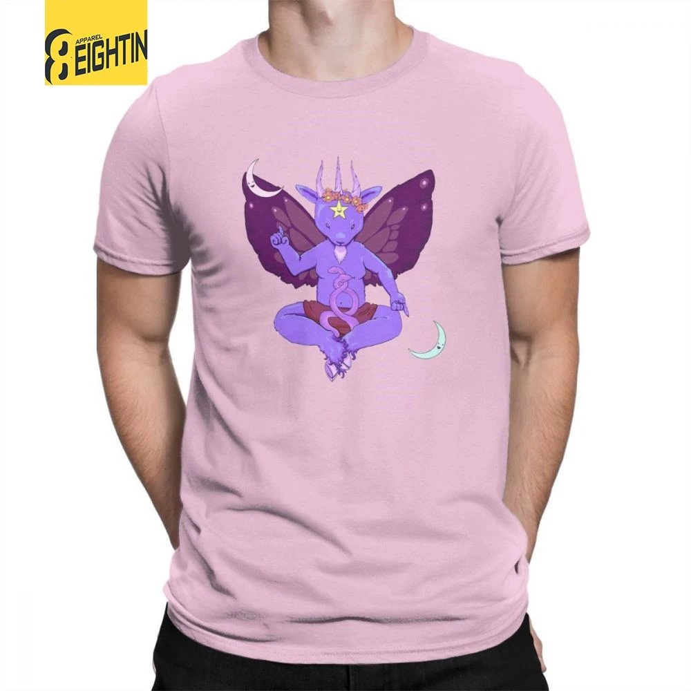 My Little Baphomet футболки короткий рукав чистый хлопок для мужчин футболка печать футболки круглый вырез большой размер мультфильм уникальный - Цвет: Розовый