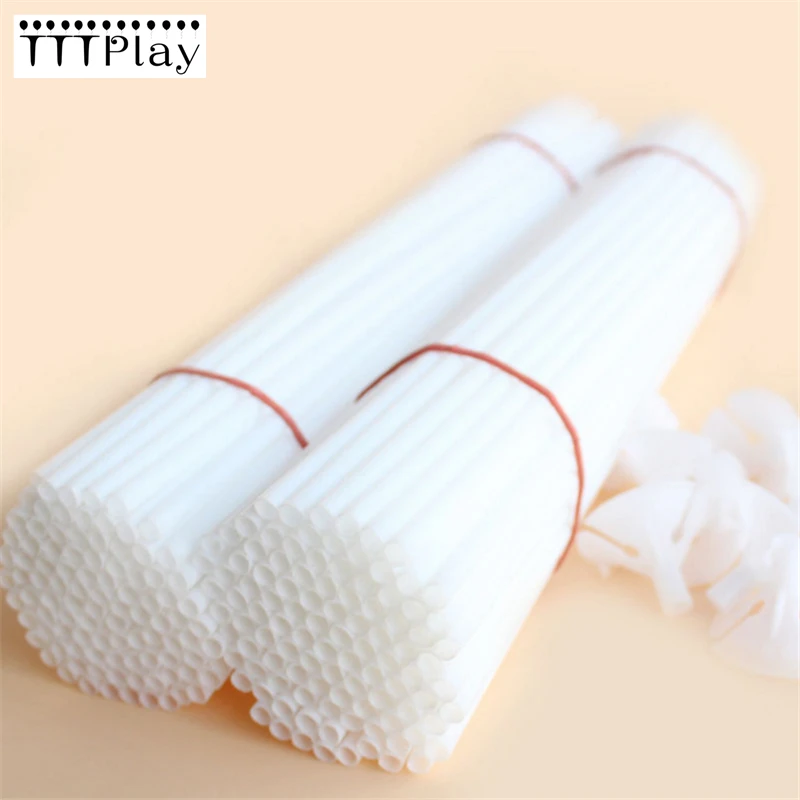 10pcs White 30cm Balloon Stick Pole Plastic Rods Holder Cup Birthday Party Christmas Wedding Balloons Decoration Accessories
