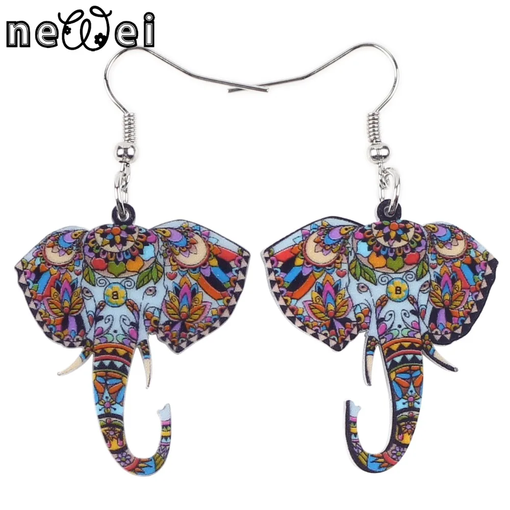 

Bonsny Statement Acrylic Cute Elephant Earrings Drop Dangle Big Novelty Animal Jewelry For Girls Women Gift Party Decoration New