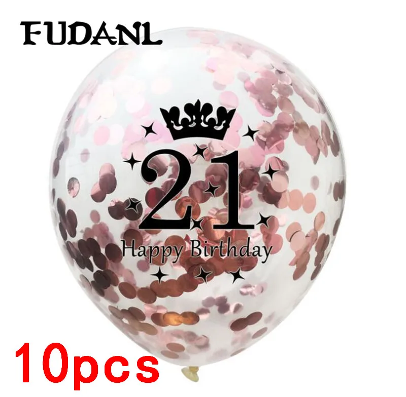 21th Rose Gold 12 дюймов розовое золото конфетти воздушные шары 18 21 30 40 50 юбилей шарик для дня рождения вечерние украшения для взрослых Свадебный декор - Цвет: 21th Rose Gold