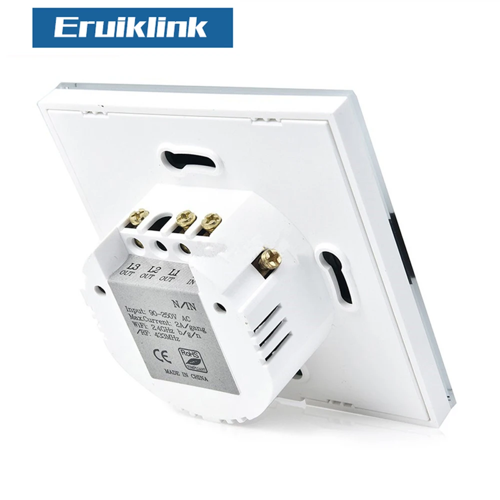 Стандарт ЕС Eruiklink 2 Gang Wifi переключатель управления через Android и IOS беспроводной