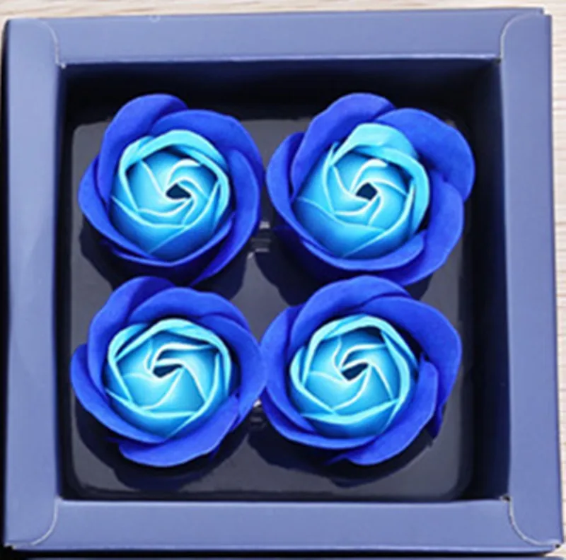 6 blue 4 шт. День Святого Валентина Ароматическая ванна тела Лепесток мыло с розой свадебные подарки для гостей подружки невесты подарок вечерние сувениры - Цвет: 6 blue