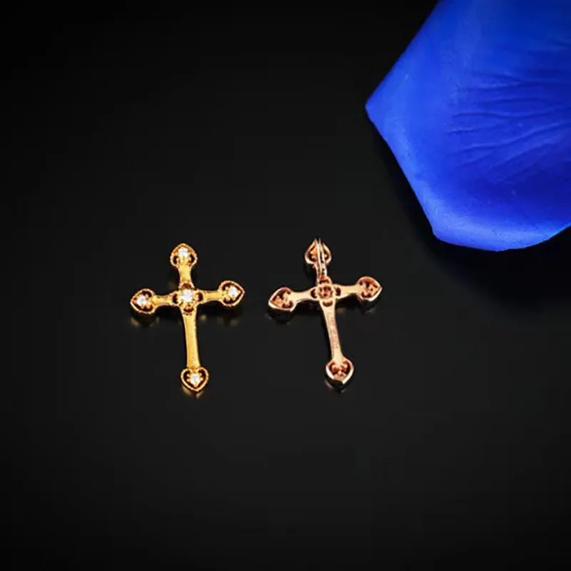 Aazuo Real 18 K желтое золото розовое золото с настоящими бриллиантами микро проложили оригинальность Крест подвеска-ожерелье подаренное для женщин Au750