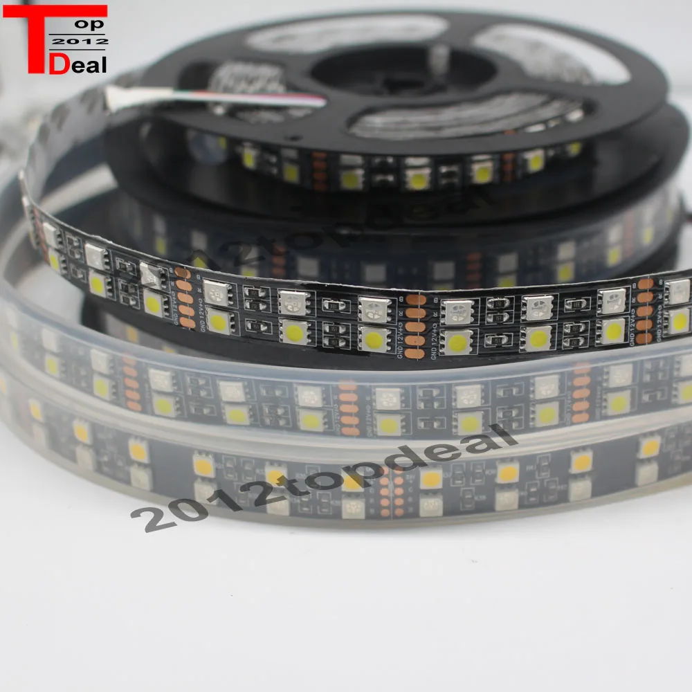 5 м двухрядный 5050 SMD 600 RGBW RGBWW RGB белый гибкий 12В 24В Светодиодная лента 120led/M Черный