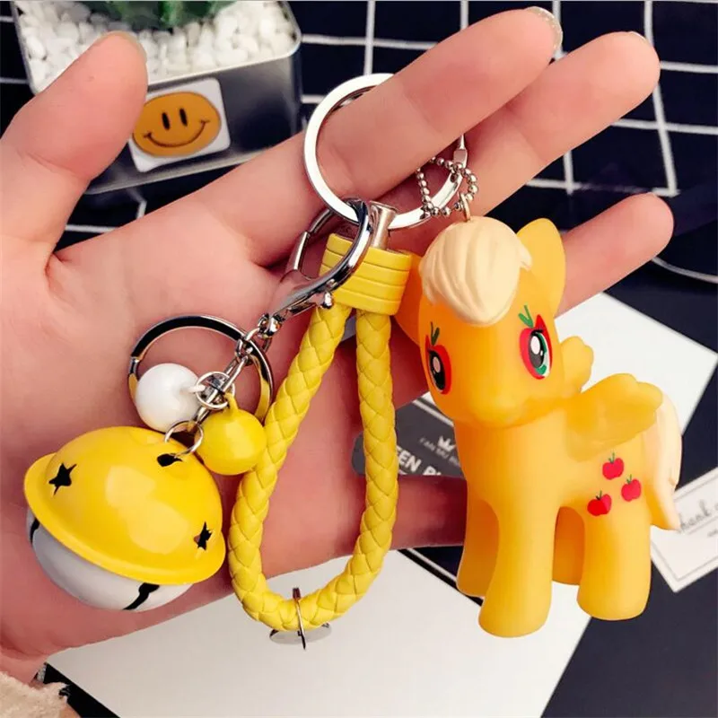 orange Аниме лошадь игрушка милый кожаный Единорог брелок плюшевая игрушка подвеска женский меховой помпон брелок монстр сумка повесить плюшевая игрушка брелок - Цвет: orange