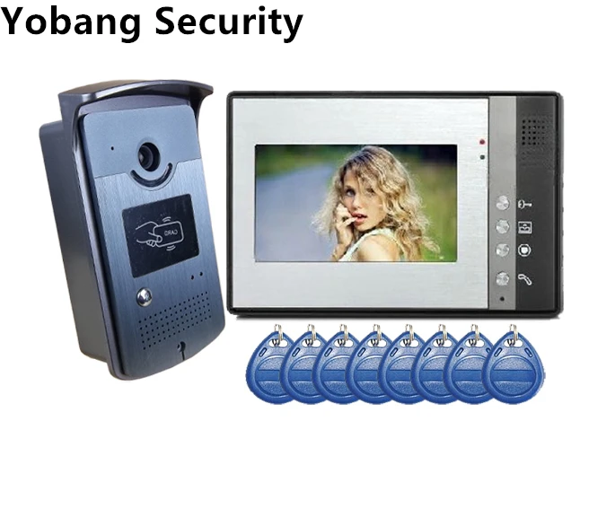 Yobang безопасности дома проводной дешевые 7 дюймов LCD Цвет видео телефон двери