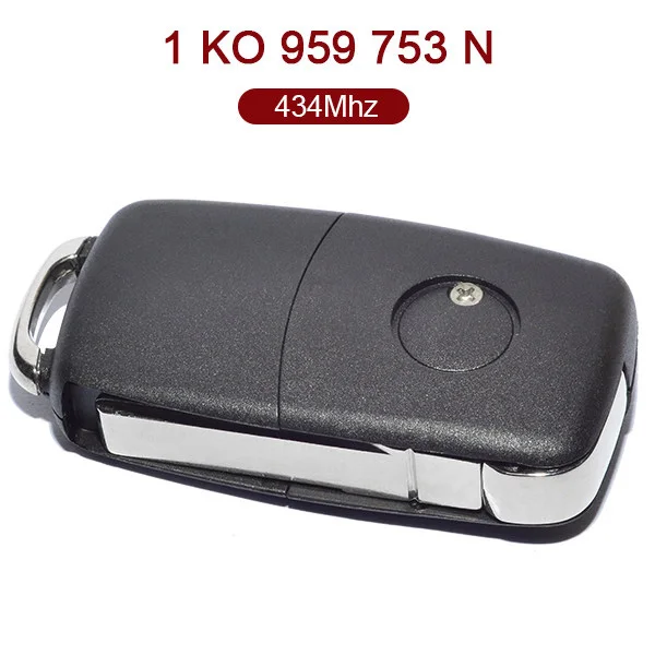 3 кнопки 434 МГц флип дистанционного ключа для VW Skoda сиденья 1K0 959 753N|Ключ от авто| |