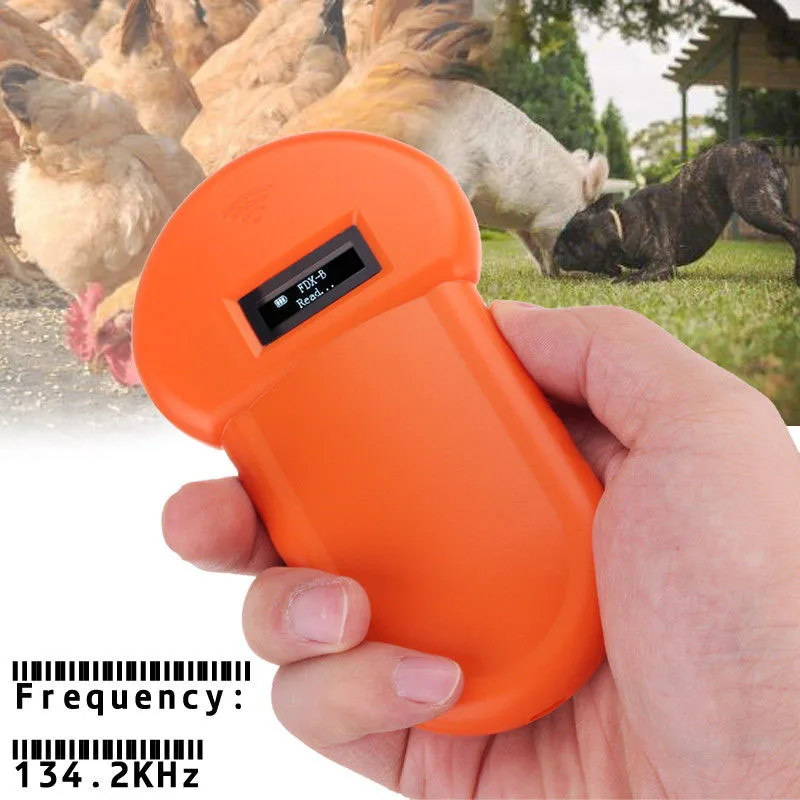 134 2 кГц считыватель ID животных ЖК дисплей RFID портативный ПЭТ микрочип