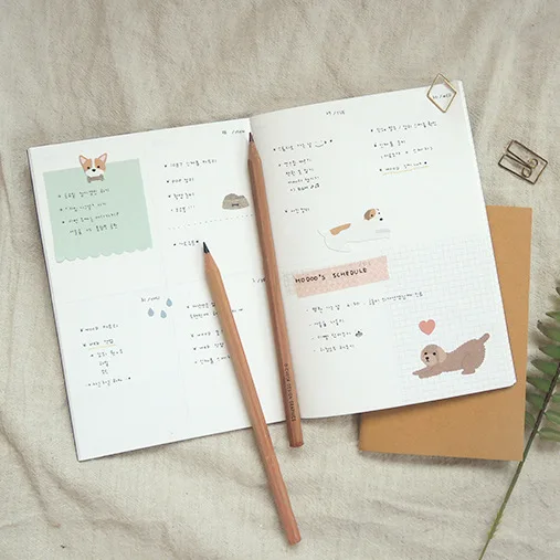 4 шт./1 упаковка из милых собачек для путешествия дневник планировщик