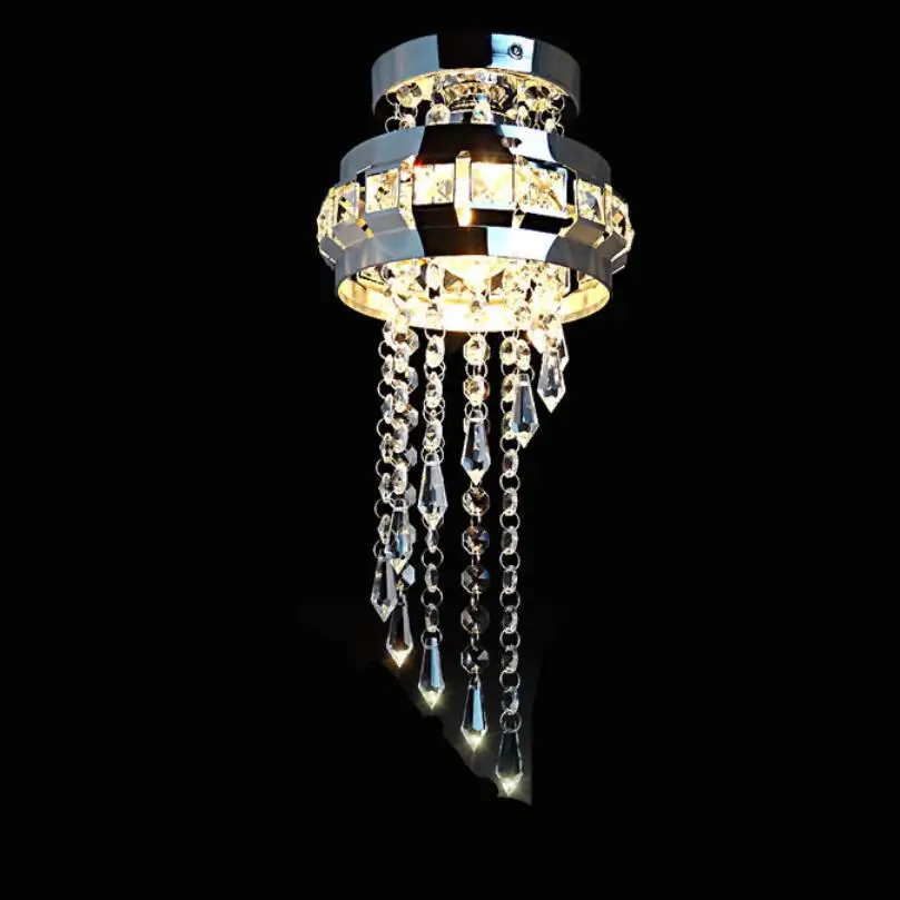 New Stainless steel K9 crystal led Chandeliers lamps dining room bedroom droplight round chandelier E27 lustre pendant | Освещение