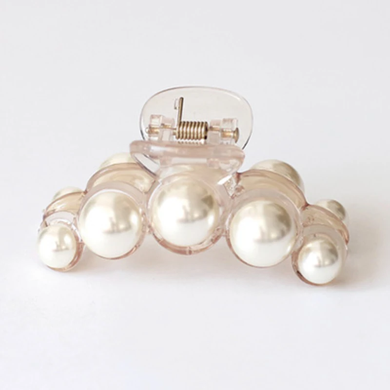 Заколки для волос с жемчужинами женские модные пластиковые зажимы пучка