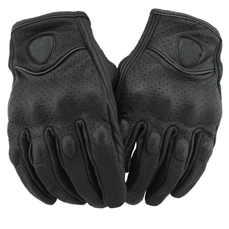 Высококачественные мотоциклетные перчатки из натуральной кожи дышащие черные