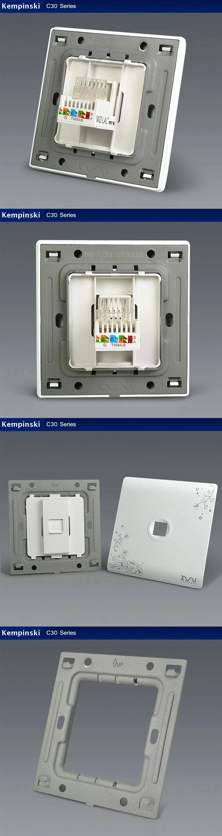 COSWALL мода стены RJ45 данных Интернет Outlet компьютерная розетка слоновая кость краткое искусства цветочным узором AC 110~ 250 V
