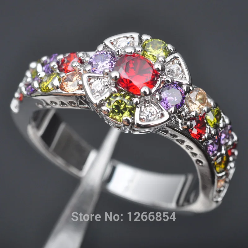 Изумительное разноцветное Ювелирное кольцо с кубическим цирконием для женщин