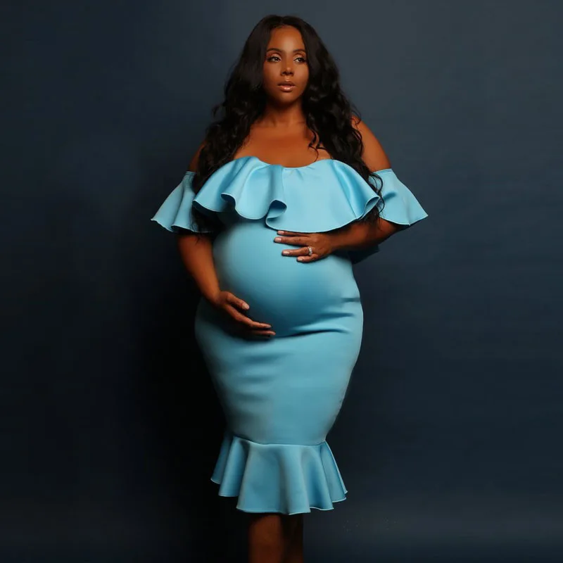 Платья для беременных с открытыми плечами фотосъемки реквизит Одежда | Мать и