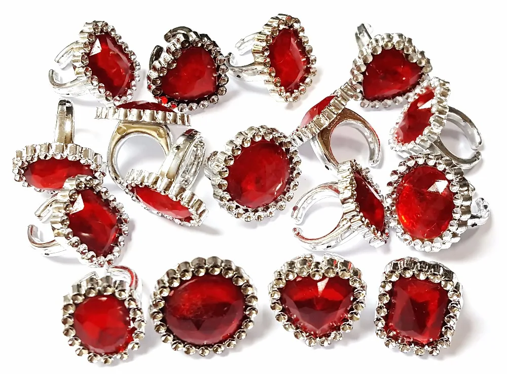 

12 pcs Red Rhinestone Gem RINGS PRINCESS GIRL'S birthday party favors gift bags Pinata Bag Filler Loot Gag 4 DESIGN ASSORTED