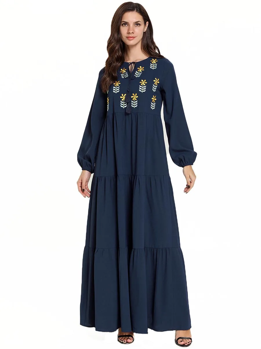 Мусульманское платье с вышивкой нового размера плюс вечерние платья в