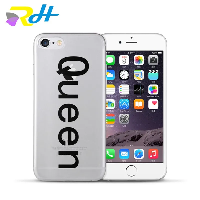 Наклейка Дизайн Королева Король Корона чехол серии для iPhone 6 6S Plus 5 5S SE 7 8 X Xr Xs Max Coque